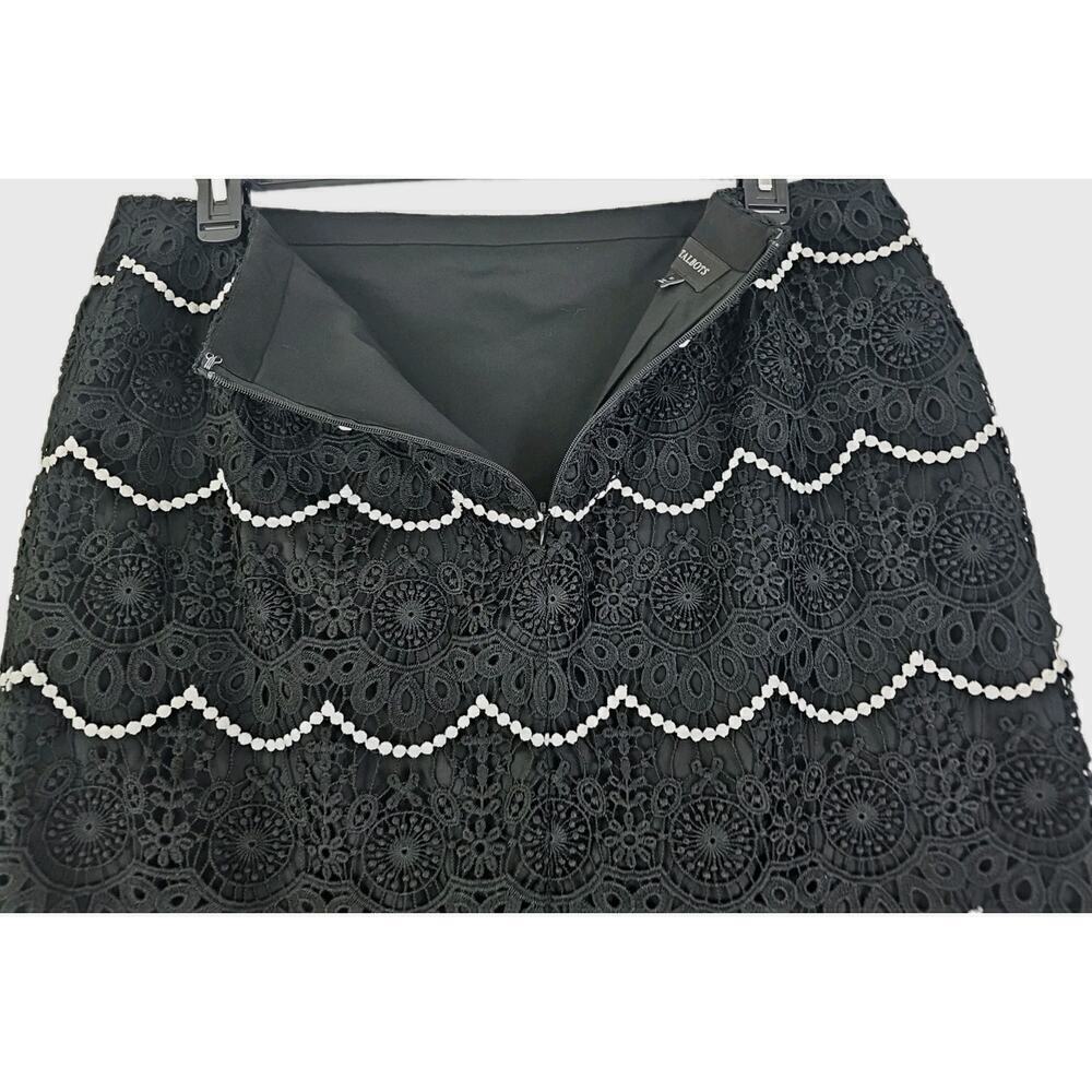 Talbots ~Woman Size 14~ Black Crocheted Lace A-Line Skirt Fully Lined NWOT. - Picture 8 of 12